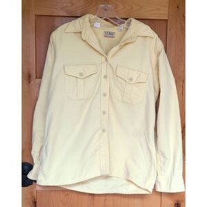 LL Bean 100% Cotton Flannel Butter Yellow Sz 16 LARGE Button Down Heritage Cabin